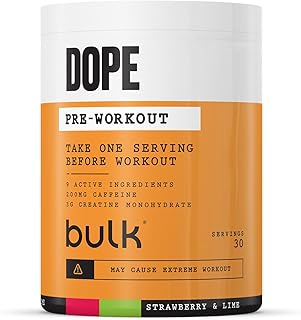 Bulk Poudre Pré-Workout Dope | Fraise Lime | 3g Creatine per Serving | 200mg Caffeine | Citrulline Malate & Arginine AKG | Beta-Alanine | Energy, Focus & Performance | 510g Supplement