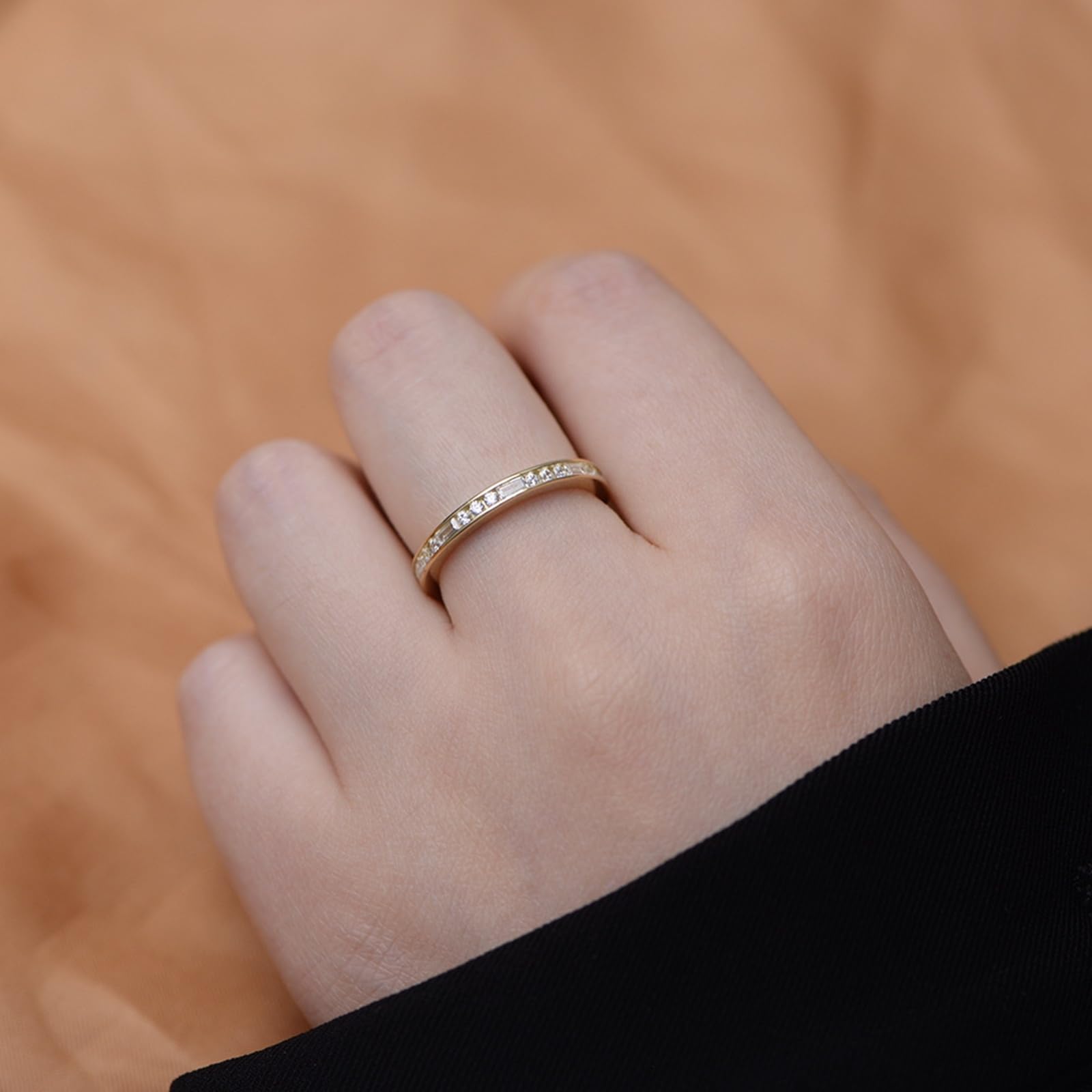 Anillo de boda de oro para mujer, anillo de boda de oro blanco, anillos de boda de oro auténtico, para mujer