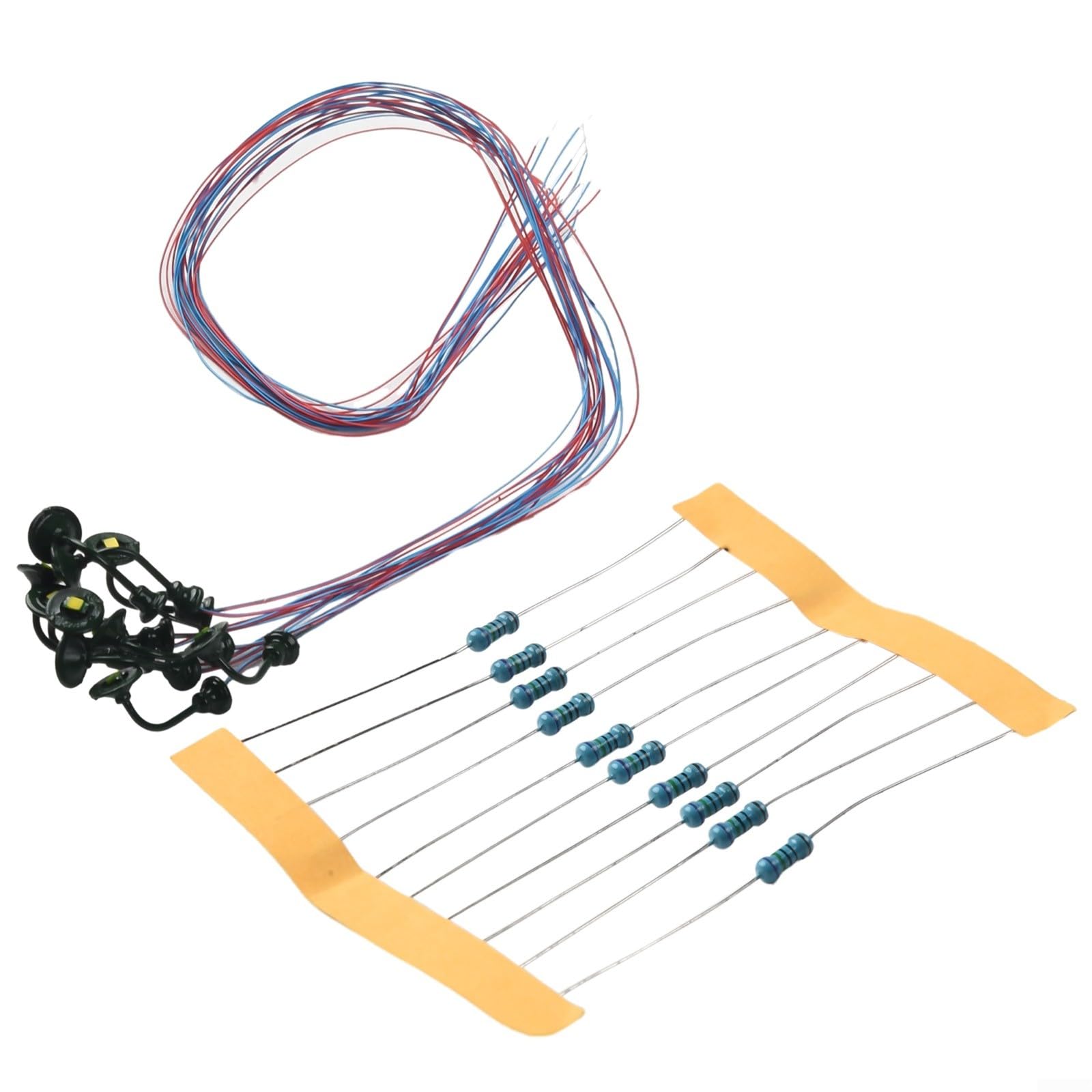 HO Scale 1:87 Model Railway Hanging Goose Neck Wall Lamp Set with Warm White LED Lighting, Steel Column Lampposts, 3V AC/DC Compatible, Includes Resistors for 9-18V, Pack of 10