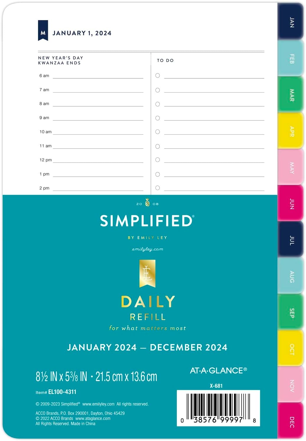 ATAGLANCE Simplified by Emily Ley 2024 Daily Refill Set
