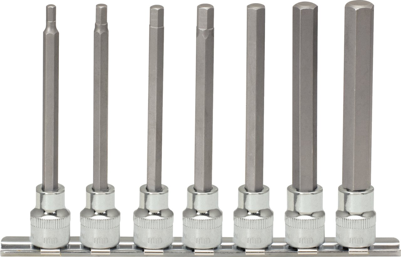 KS Tools 918.3960 3/8-inch Chrome Plus Hex Bit Socket Set (7 Pieces), Variety pack