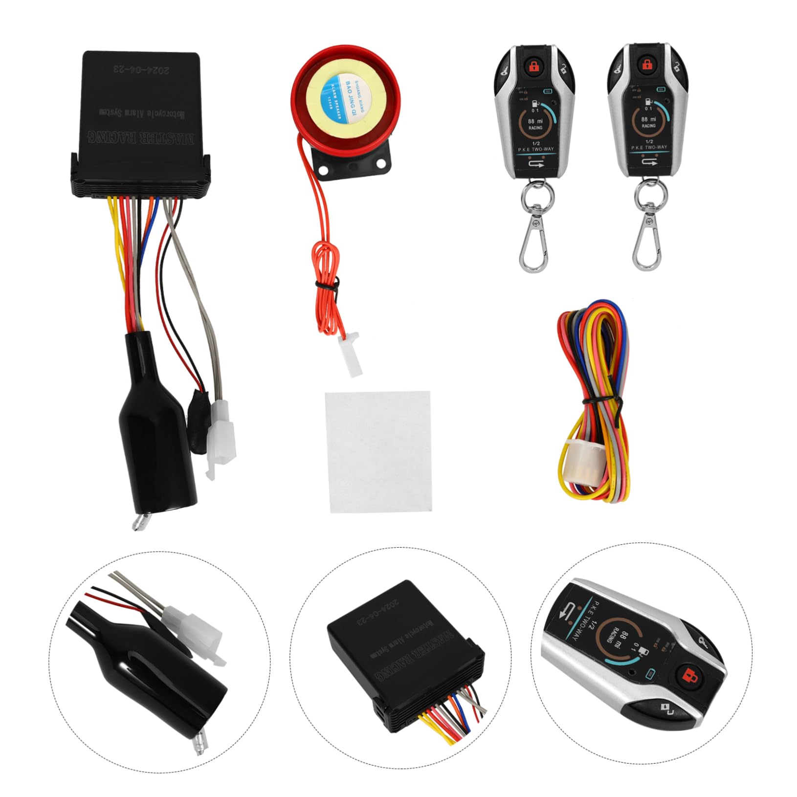 Kit Antifurto per Motociclette con Funzione di Avvio e Blocco Automatico Motore con Telecomando, Dispositivo di Sicurezza in Plastica