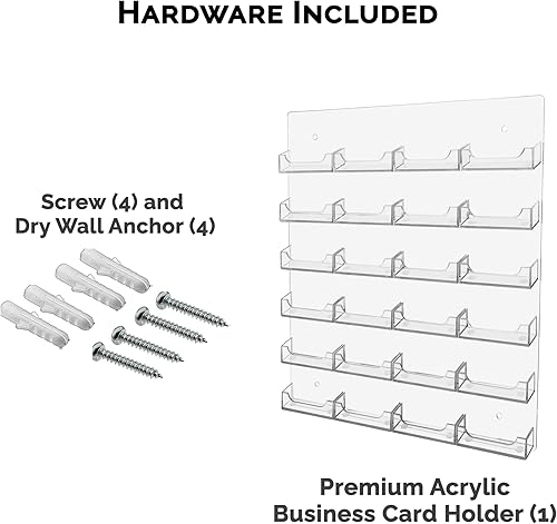 Miniatura 6 de Marketing Holders Soporte colgante para tarjetas de visita de 24 bolsillos, estante de exhibición de acrílico transparente con accesorios para