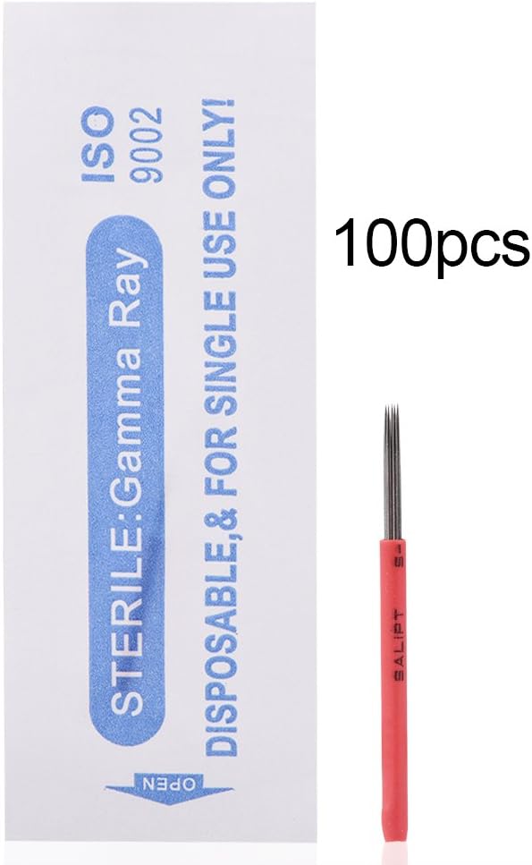 100pcs Tattoo Needle Disposable Round Shader Needles for Eyebrow Lip