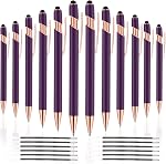12 PCS Stylo à Bille 2 en 1, Stylo avec Pointes de Stylet, Stylo Métallique à Encre Noire 1.0 mm, 12 Stylos et 12 Recharges (Or Rose & Noir)