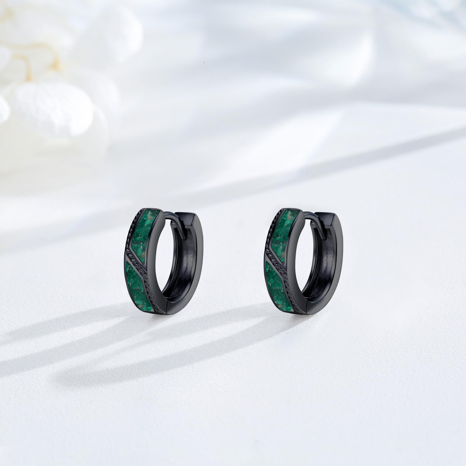 Malachit/Opal/Türkis/Abalone Ohrringe Creolen 925 Sterling Silber Hypoallergen 15mm Huggie Ohringe Schmuck Geschenke