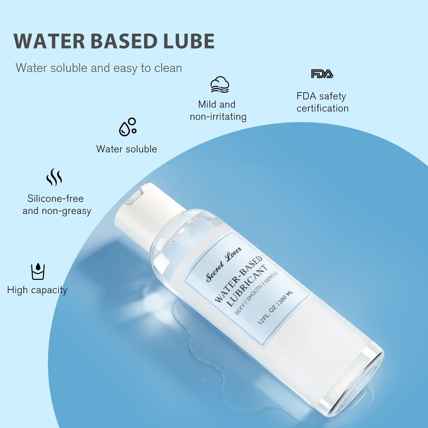 Secret Lover Water-Based Cum Lube Synthetic Semen, Smooth Long-Lasting Thick Creamy Personal Lubricant for Women Men, Natural Ingredients Anal Comfort Lubricants for Privacy, 8 Fl Oz: 12 Fl Oz (Pack of 1)