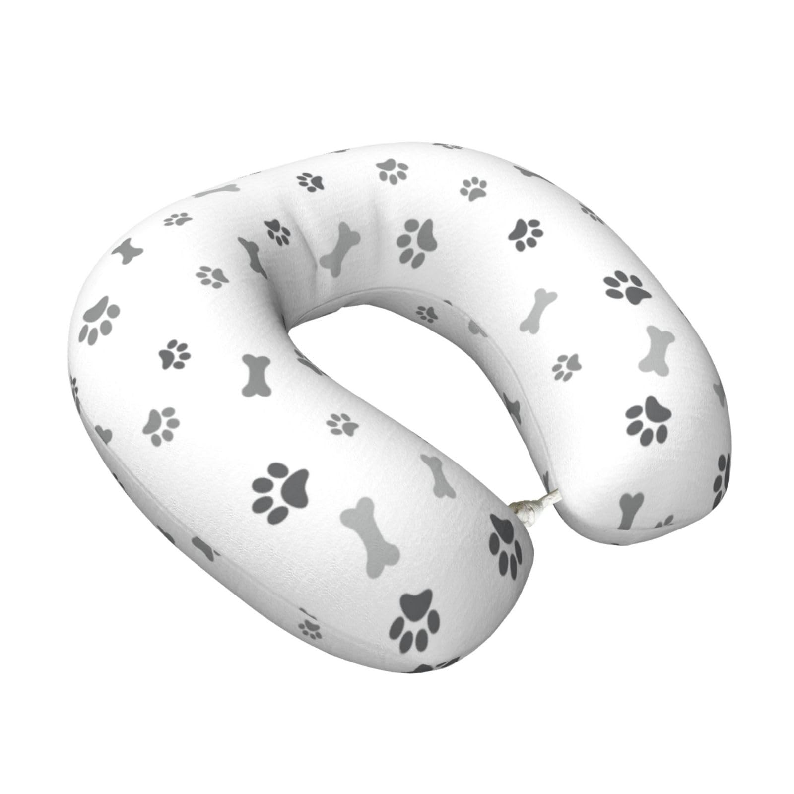LKYMOH Dog Paws Dog Bone, Travel Neck Pillow U-Shaped Memory Neck Support Soft Comfortable With Washable Cover For Airplane Car Traveling and Office
