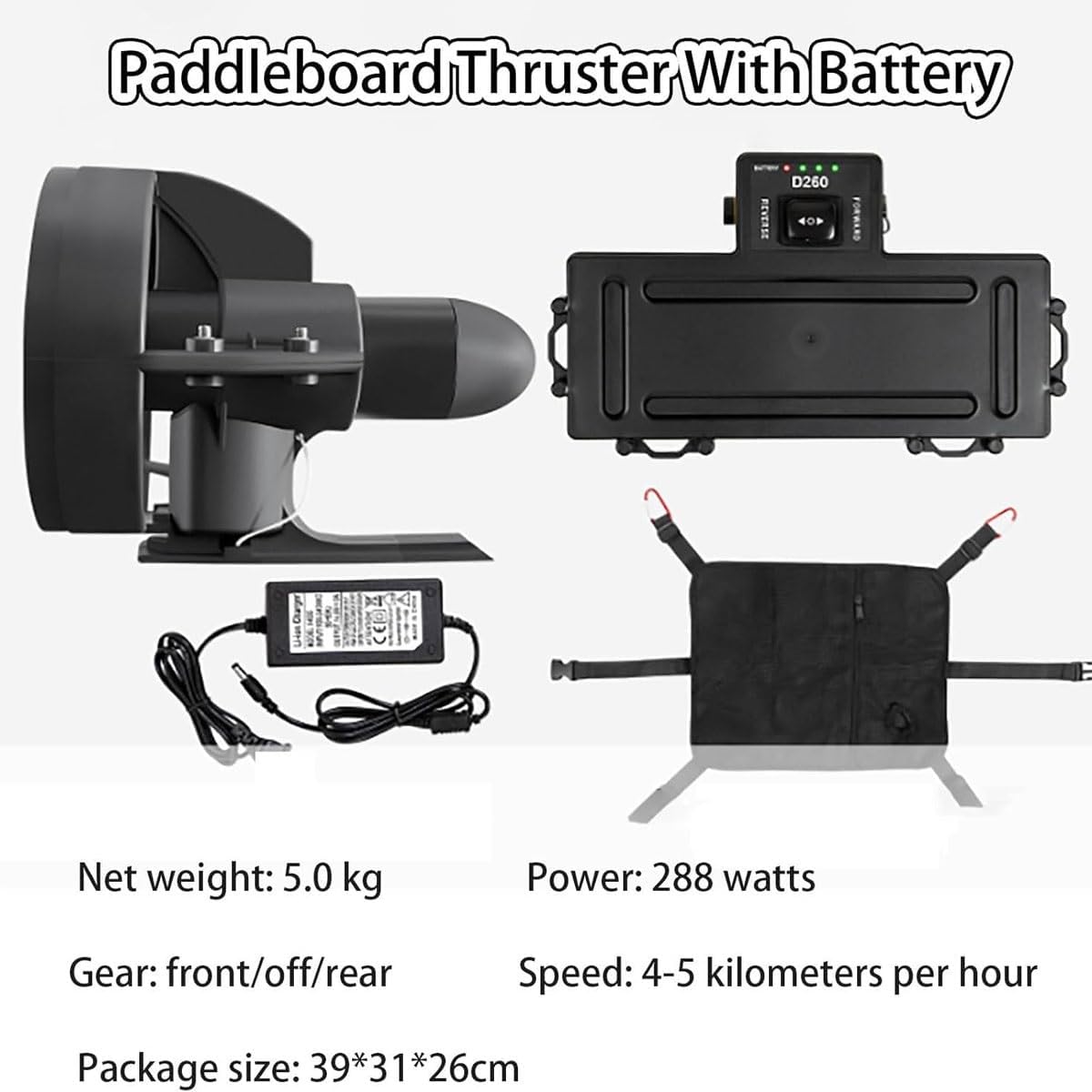 Electric Motorized Fin,288W Underwater Surfboard Propulsion Package, Maximum Speed 5km/h,Rechargable Jet Powered Surfboard Kit,Surf Board Motor,for Kayak Fishing Boat Paddle Board