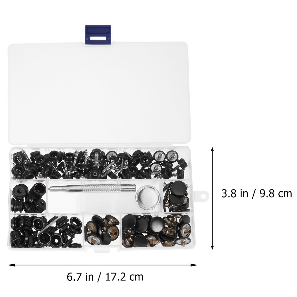Druckknopf Schwarz Edelstahl Schraubverschluss 15mm Satz mit Werkzeug