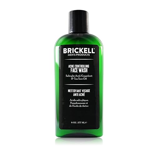 Brickell - Jabón facial para acné para hombre, natural y orgánico, para limpiar la piel y eliminar el acné, elimina brotes, 2% ácido salicílico, 6