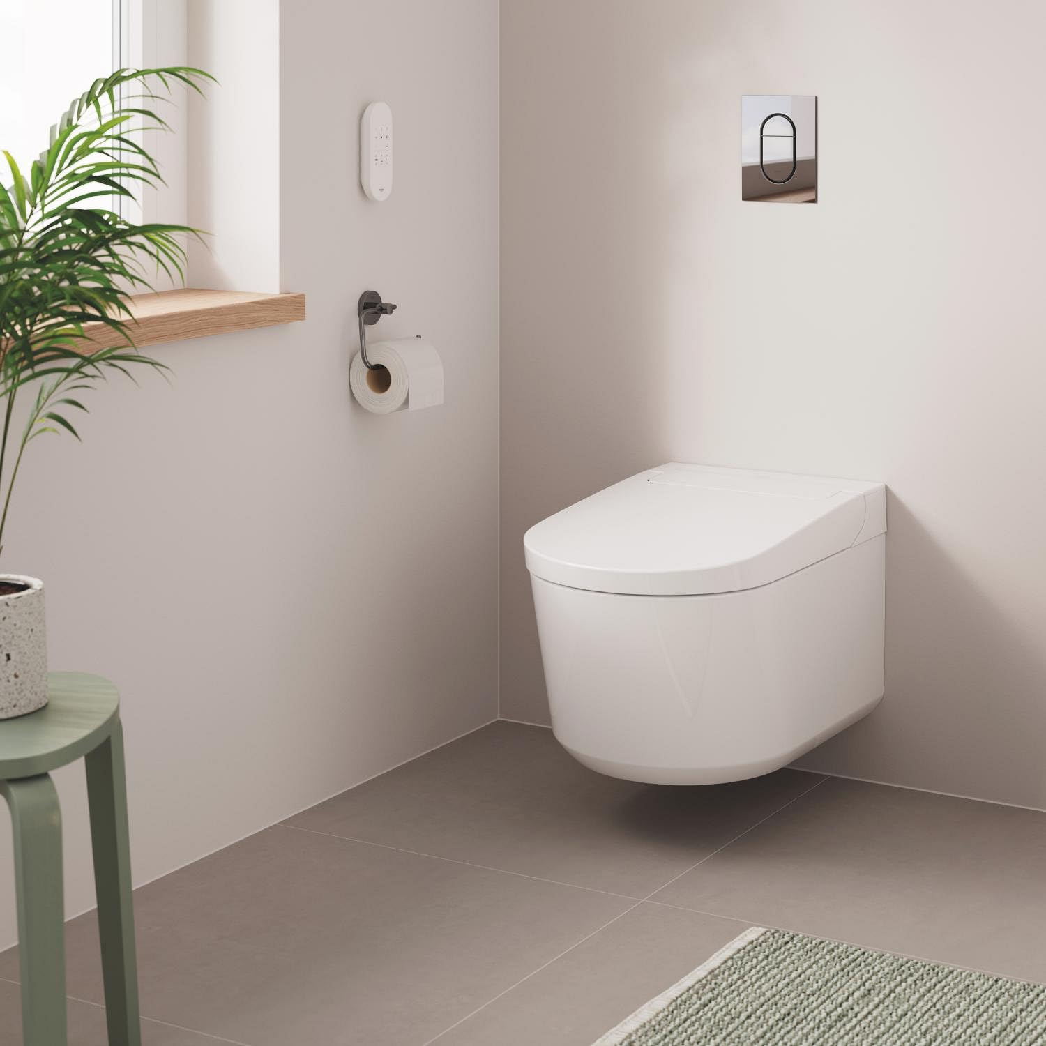 GROHE Sensia Shower toilet WC con funzione bidet integrata, include telecomando con supporto a parete, set di allacciamento idrico per cassetta di sciacquo, 36507SH0