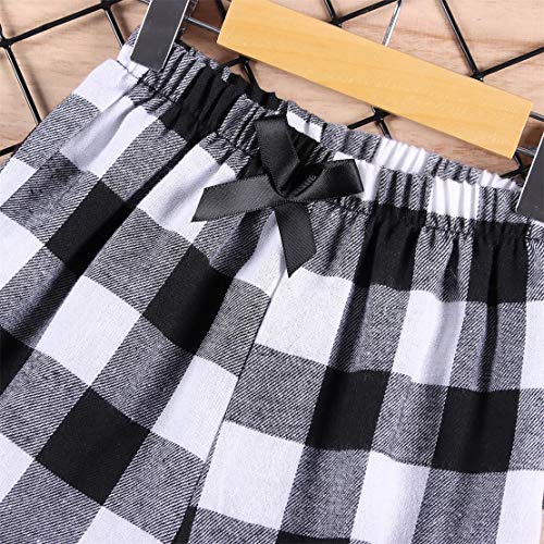 Image of Kids Girl's Christmas Pants Red Plaid Buffalo Bottom Black Stretch Sweatpants Elastic Casual Soft Lounge Pants