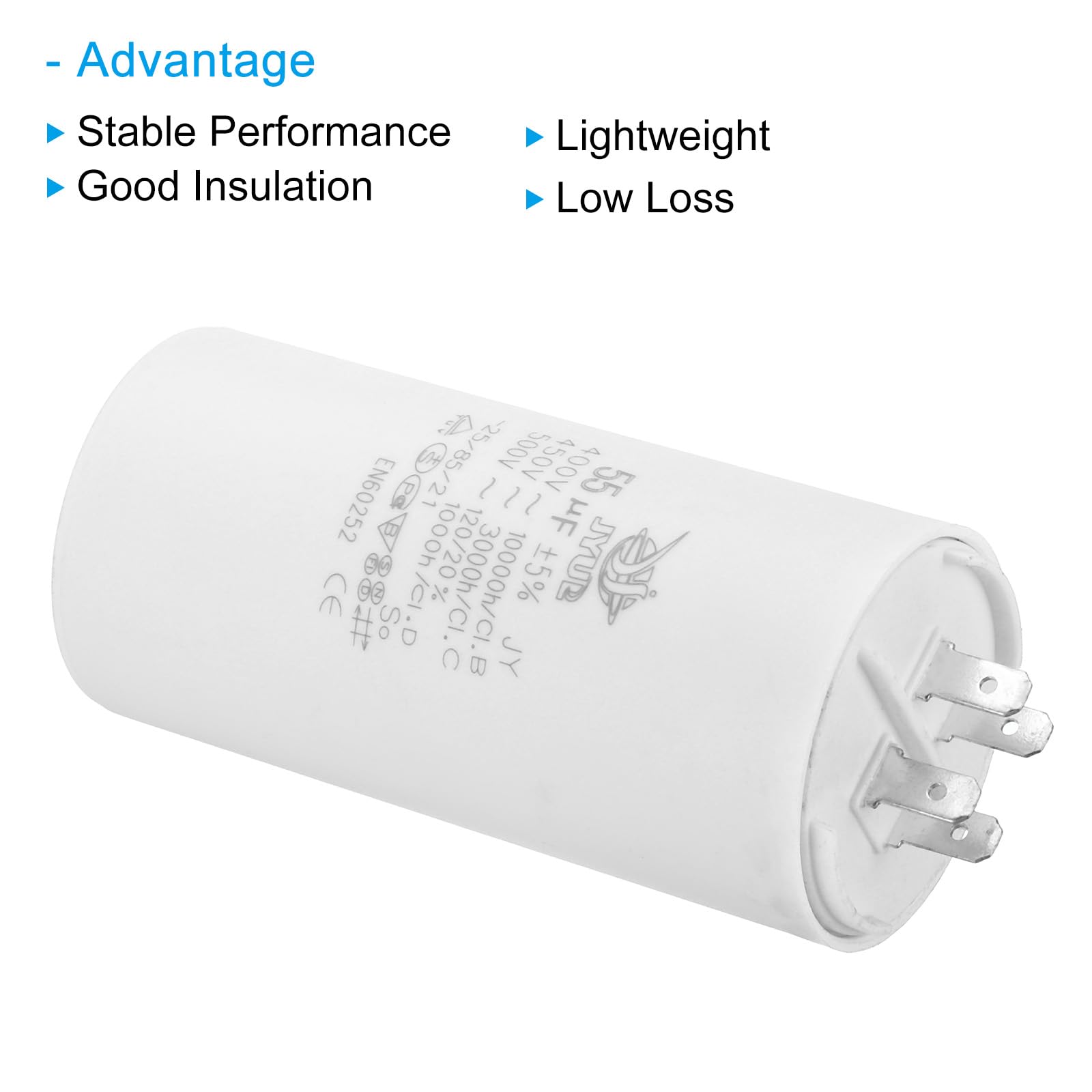 PATIKIL CBB60 55uF Condensateur de Démarrage, AC 450V 4 Broches 50/60Hz Double Insertion Cylindre Fond pour Climatisation, Pompe à Eau, Moteur de Ventilateur Étoile 105 x 50mm