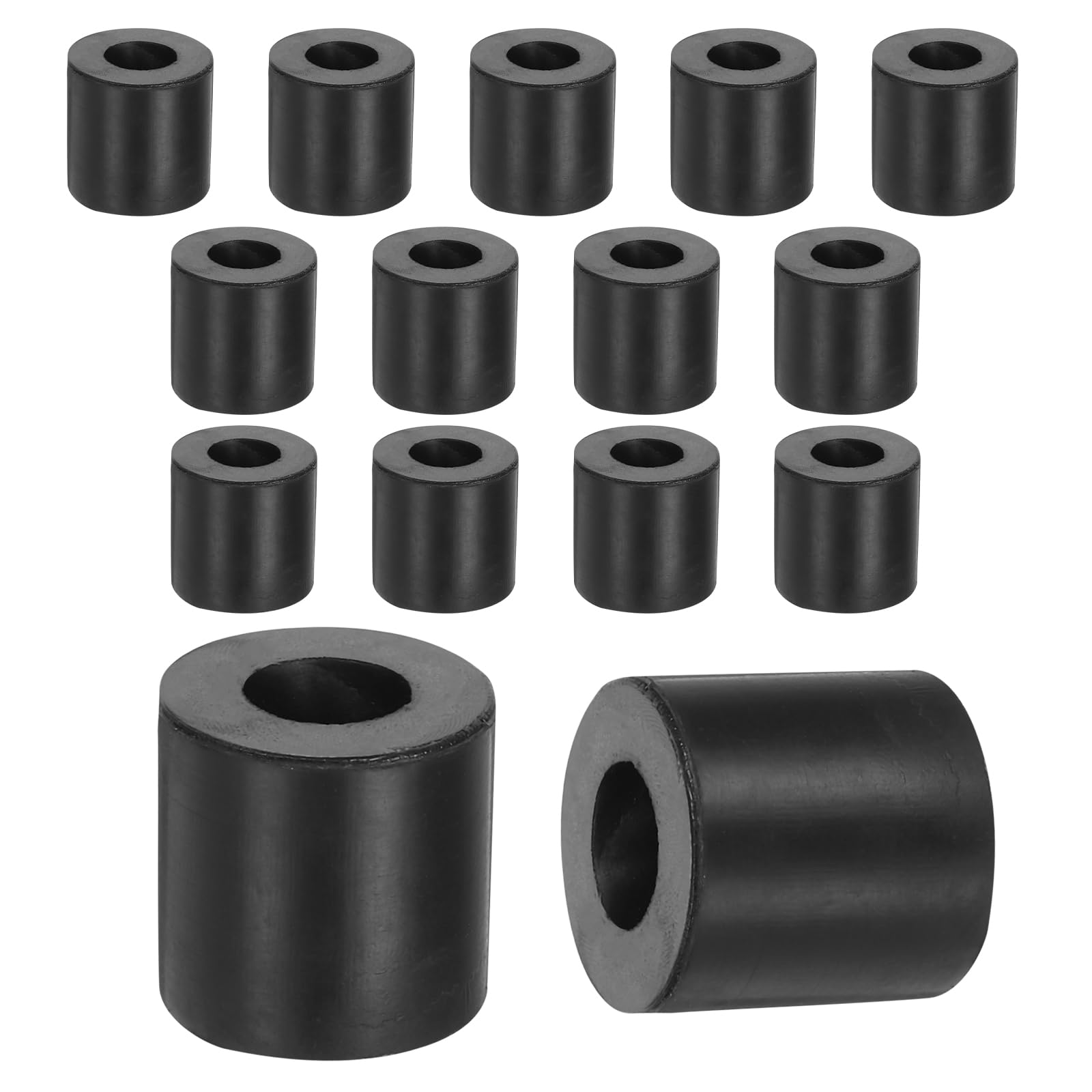 sourcing map 15Pcs Rubber Spacers, 20mm OD, 10mm ID, 20mm Thick Black Round Anti Vibration Rubber Pads Isolation Bushings Washer for Home Cars Boat(0.79"OD x 0.39" ID x 0.79" Thick)