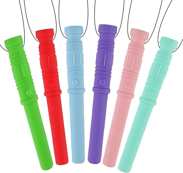 Seeway Sensory Chew Toys for Autistic Children, Silicone Autism Chew Necklace, Oral Motor Teething Toys for Teething, ADHD, Biting or Special Needs (6 Pack)