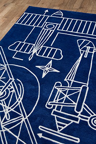 Momeni LMOTWLMT16NVY4060 Rugs Lil' Mo Hipster Collection, Kids Themed Hand Carved & Tufted Area Rug thumb #2