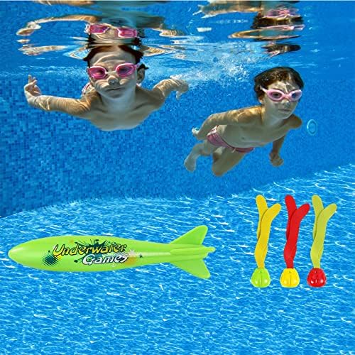VReder Dive Sticks Pool Toys, Large Dive Rings Sticks Diving Torpedo Sinking Seaweed for Swimming Underwater Pool Training Diving Game Training Swimming Fun Toys Gift for Kids (Green)
