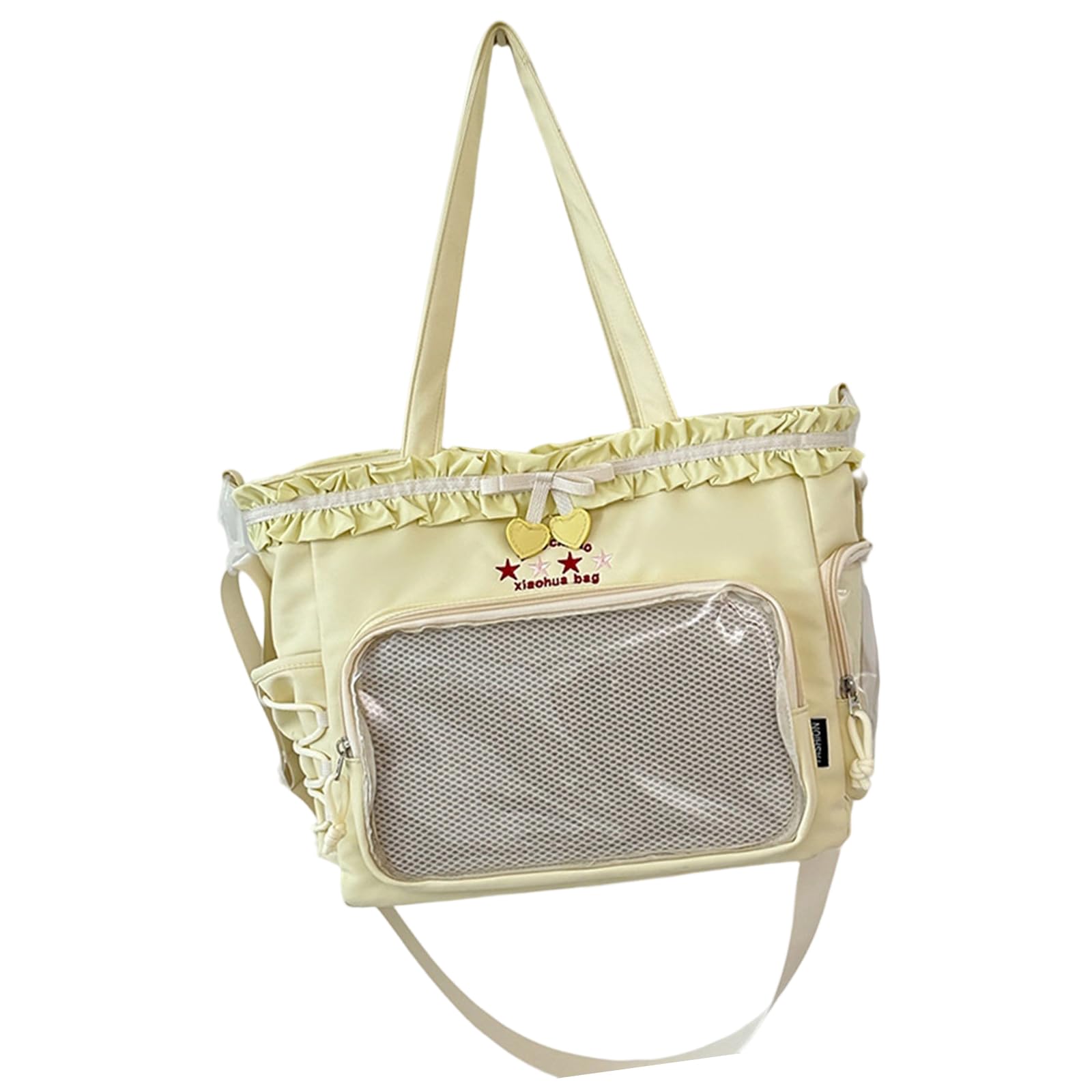 CAZSTYK Lovely Itabag Clear Crossbody Bag Large Capacity Shoulder Bag Commuting Ruched Lace Bows Messengers School Lovely Itabag