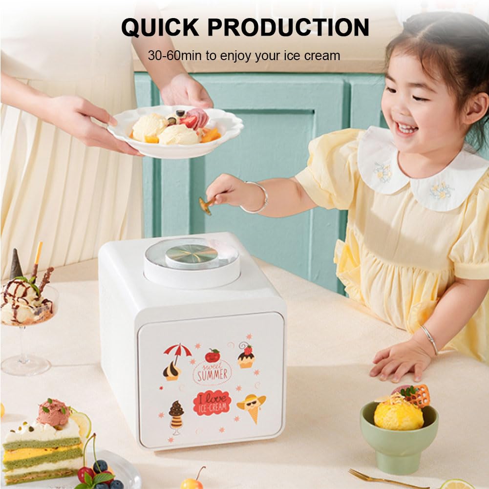 QUTBAG Sorbetière électrique, Sorbetière au Yaourt glacé 1L, Fonctionnement Rapide de 40 Minutes, Machine à Glace 120 W pour Faire de la crème glacée, Gelato, Sorbet, Yaourt glacé