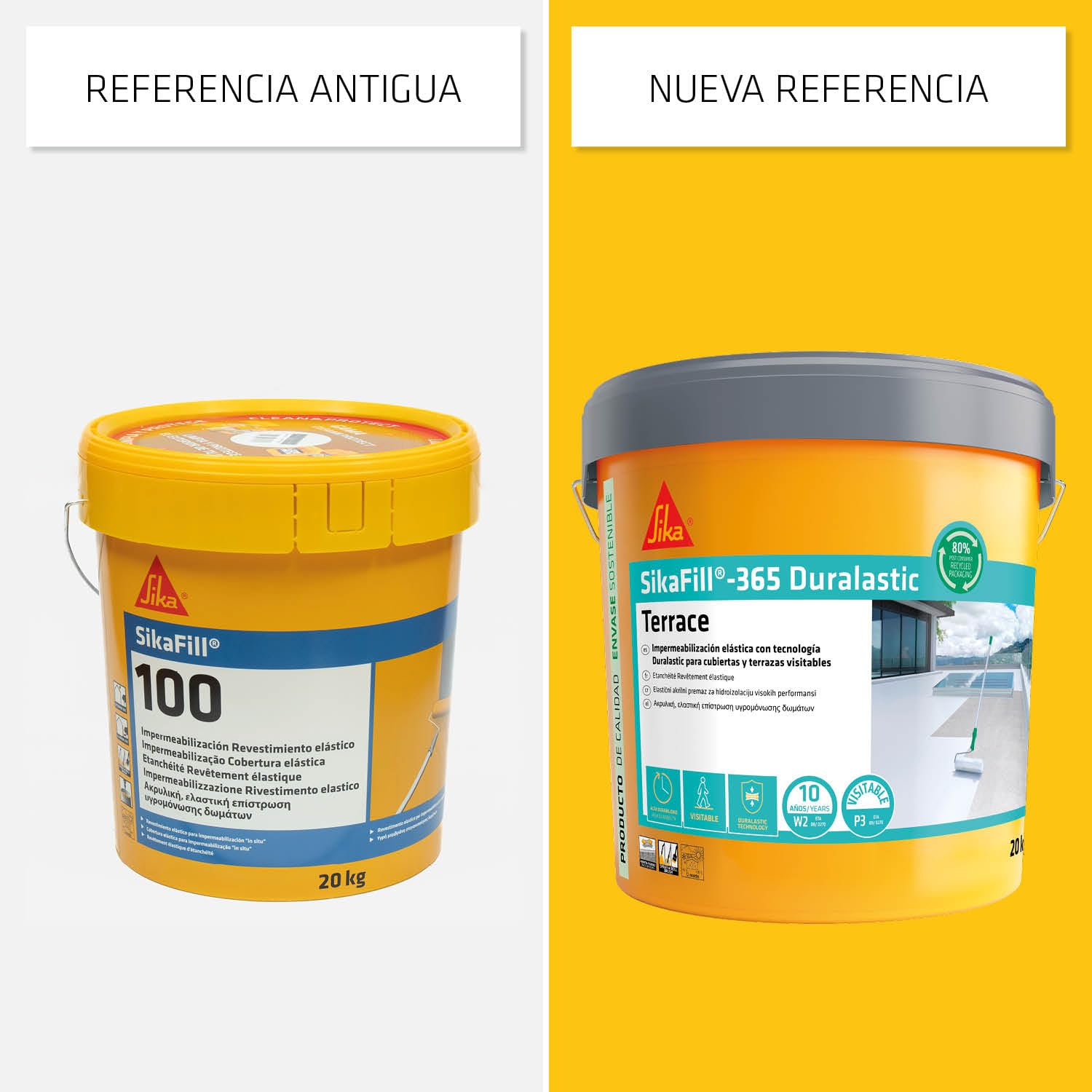 SIKA - Revestimiento acrílico - SikaFill 365 Terrace - Blanco - Impermeabilización para cubiertas y terrazas visitables - protección de paredes medianeras y puenteo de fisuras - 5kg