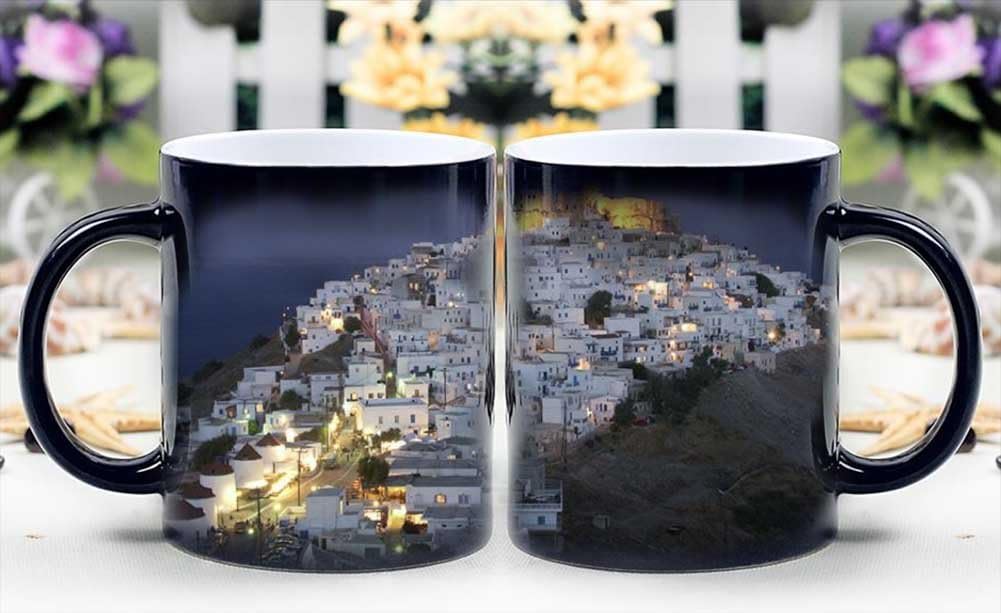 Magic mug - Heat Sensitive Color Changing Coffee Cup - Greece magically appear