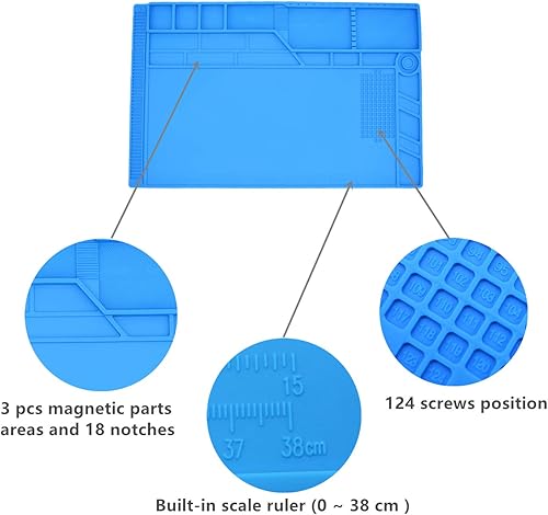 Miniatura 3 de TXINLEI S180 - Alfombrilla de trabajo de reparación de silicona con aislamiento térmico antiestático grande para soldadura y reparación de