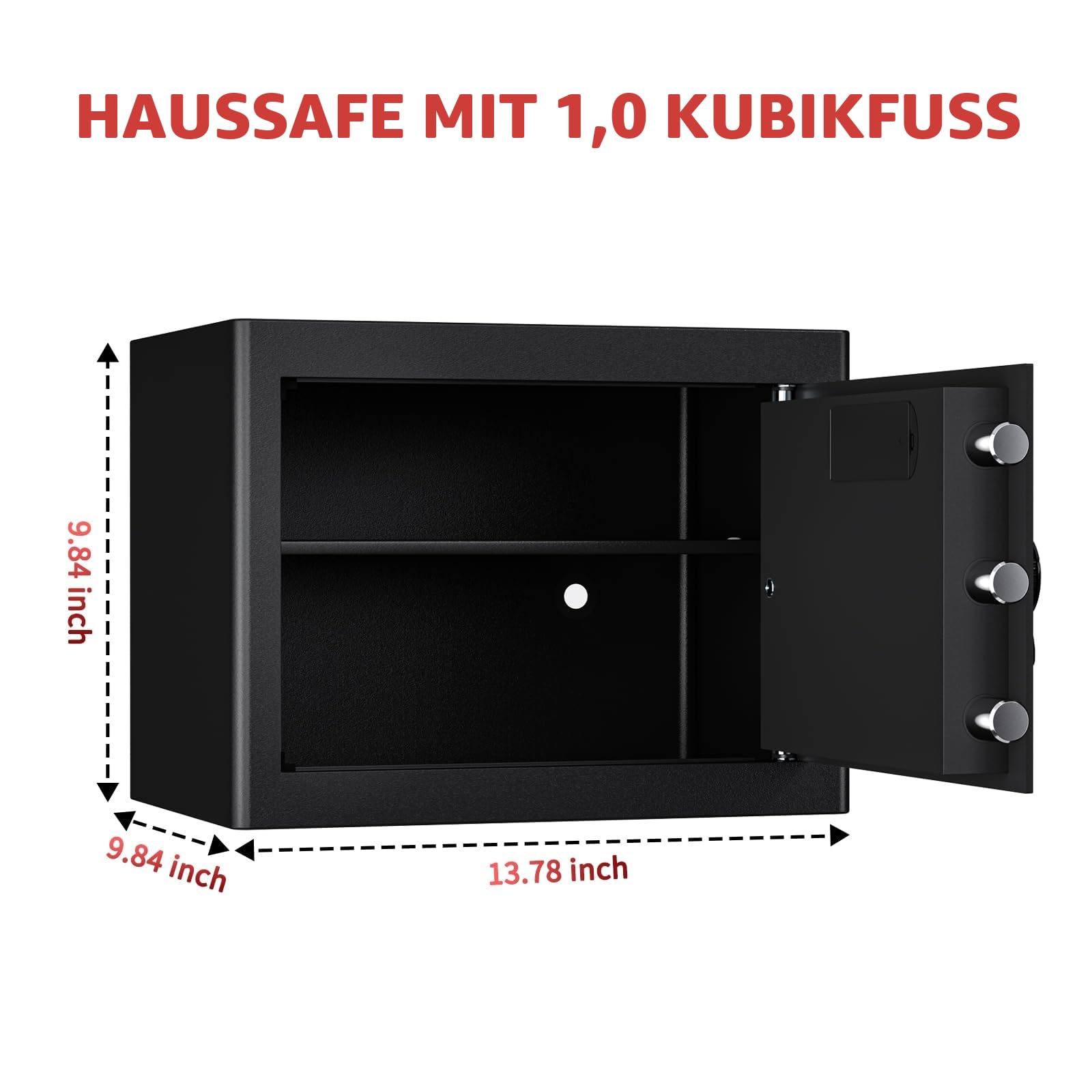 25L Safe Tresor für Zuhause, Möbeltresor mit Zahlenschloss,Digitaler Tresor mit Herausnehmbares Regal und Alarmanlage,Wandtresor für Schmuck Bargeld Dokumente