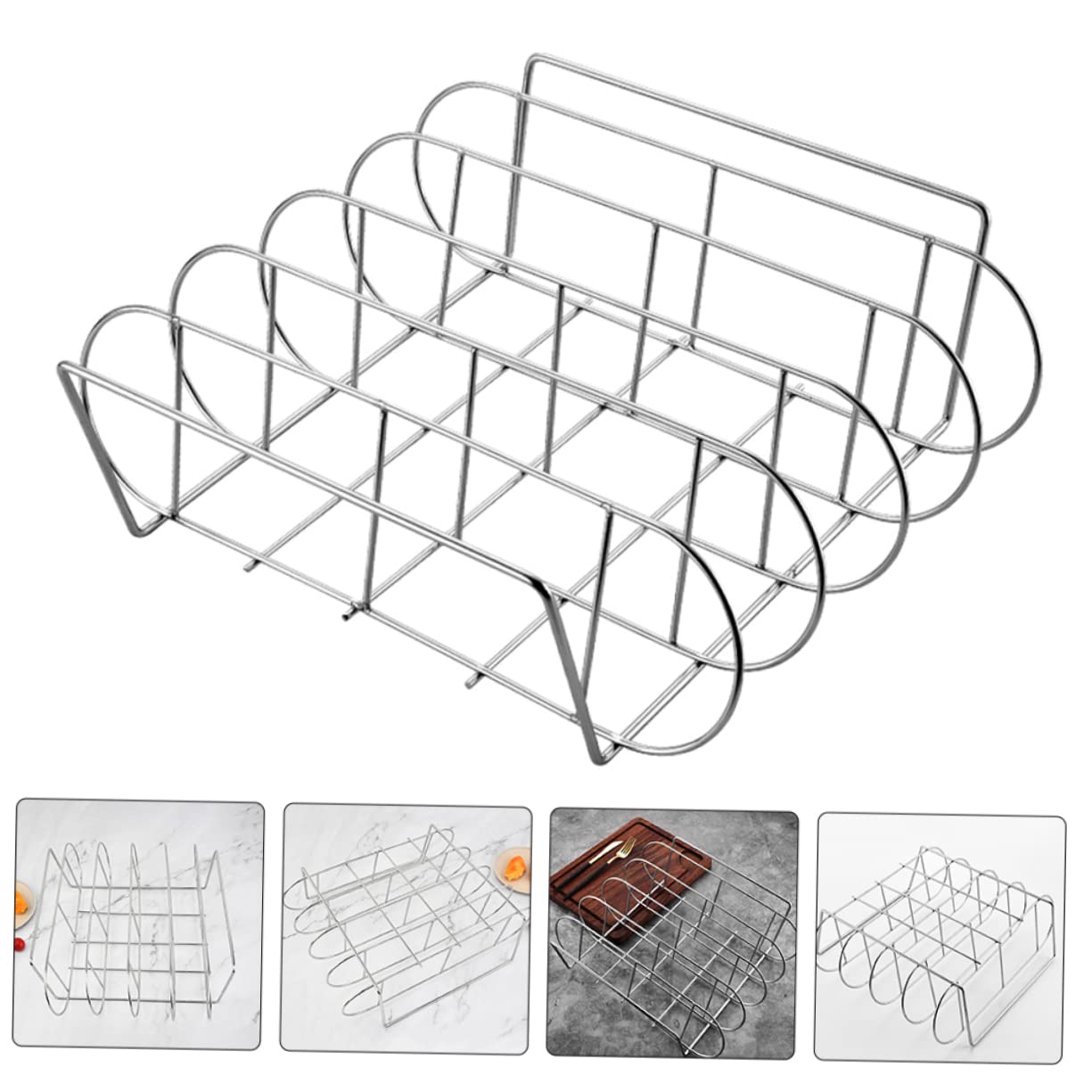 Sosoport Supporto per Costolette in Acciaio Inox 304 Griglia Barbecue per Casa e Campeggio, Cestello Metallico per Arrosti Grande capacità e Flusso d'Aria Ottimizzato per Grigliate All'aperto