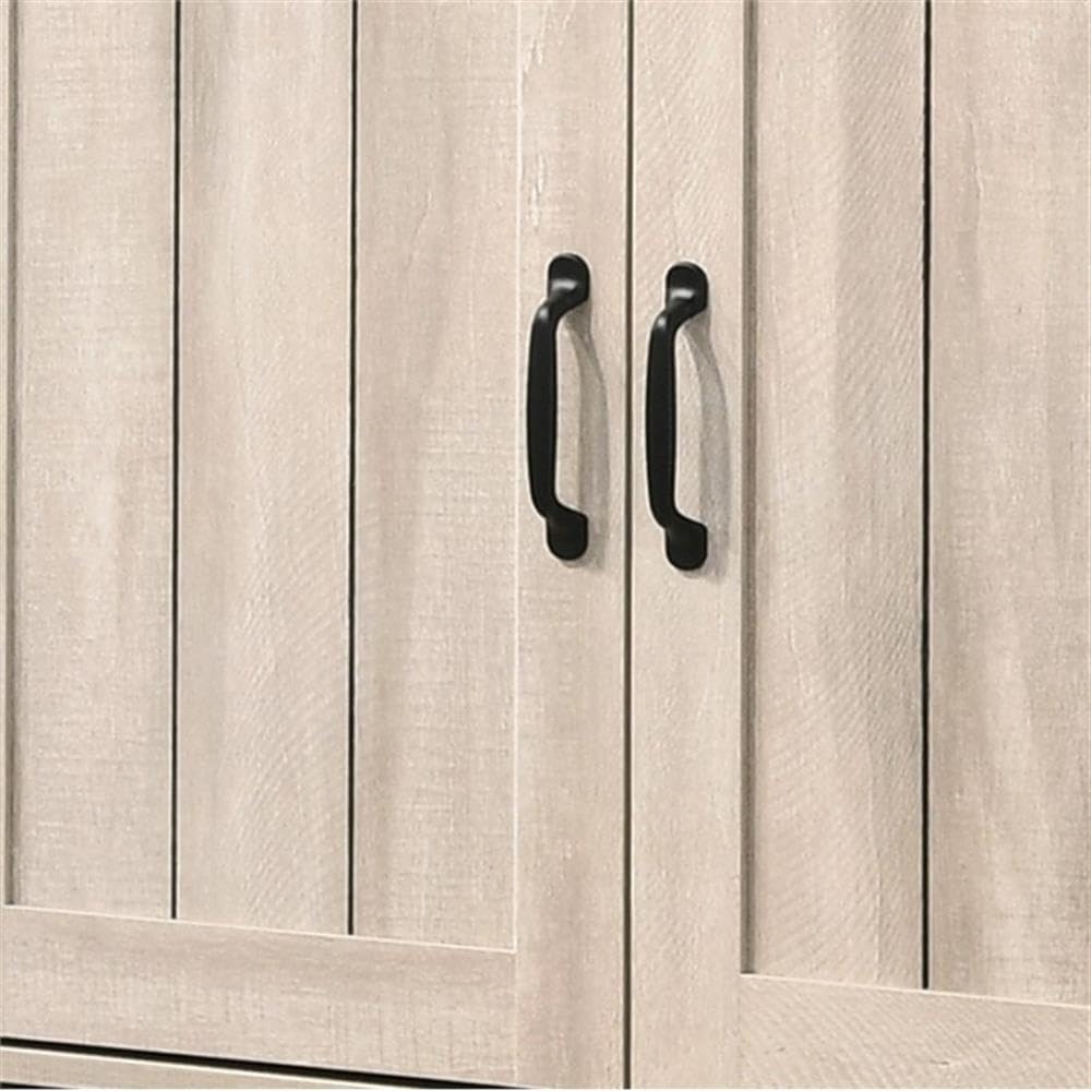 Lilola Home Corby 45" W Dusty Gray Oak Finish 3-Door Shoe Cabinet – Modern Entryway Organizer with Adjustable Shelves and Slatted Doors for Compact Storage