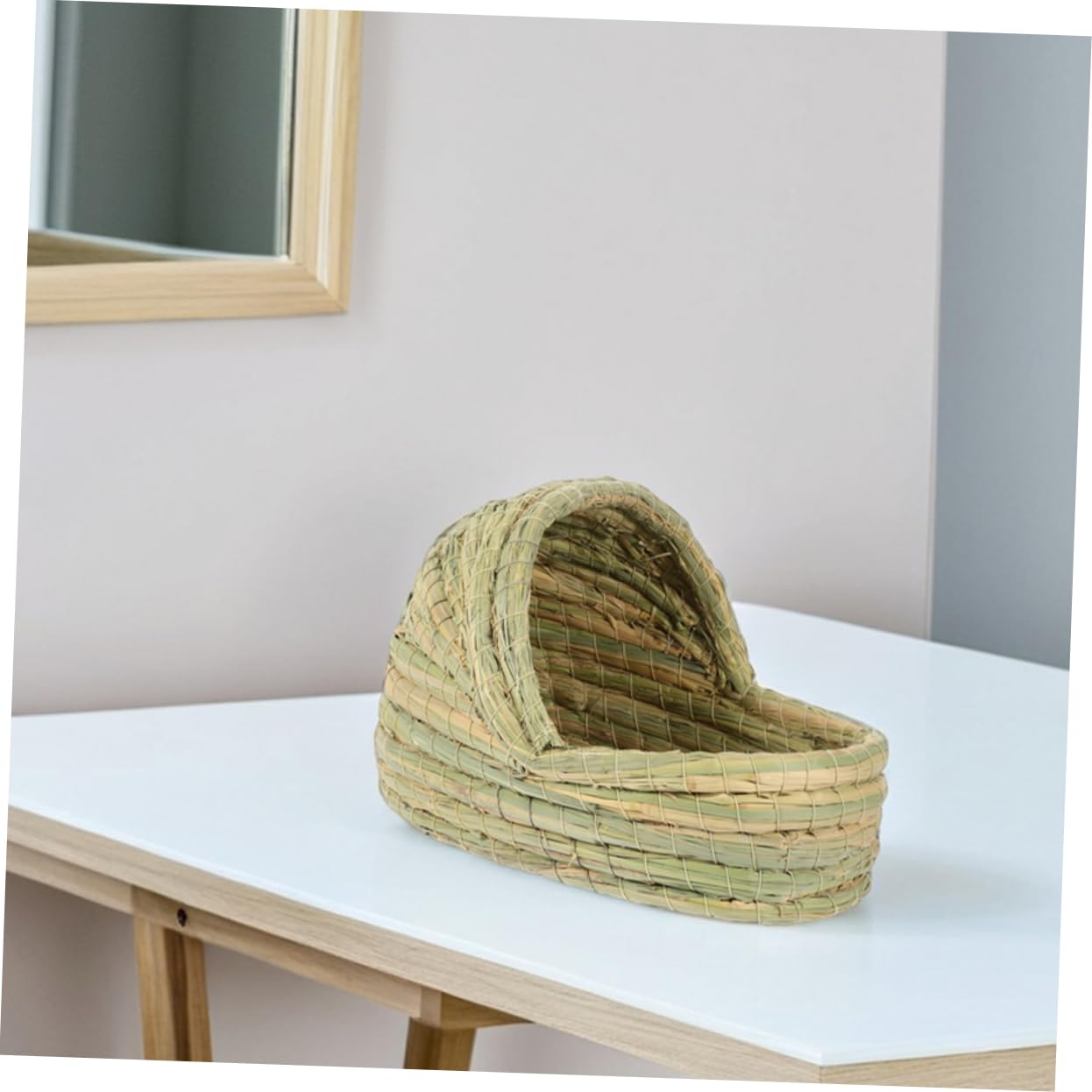 Mipcase Nido de Cría de Paja Tejida Beige para Palomas y Loros | Forma Tejida, Estilo Rústico, para Pequeñas Granjas y Patio Trasero, Favorece la Recolección de Huevos