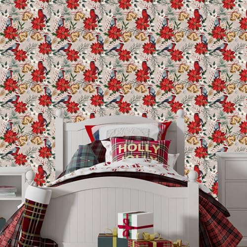 TOARTi Christmas Poinsettia Wallpaper Peel and Stick Red Poinsettia Flower Contact Paper for Cabinets Bedroom Christmas Bells Wallpaper Xmas Floral Backdrop for Winter New Year Xmas Party Decor TOARTi Christmas Poinsettia Wallpaper Peel and Stick Red Poinsettia Flower Contact Paper for Cabinets Bedroom Christmas Bells Wallpaper Xmas Floral Backdrop for Winter New Year Xmas Party Decor