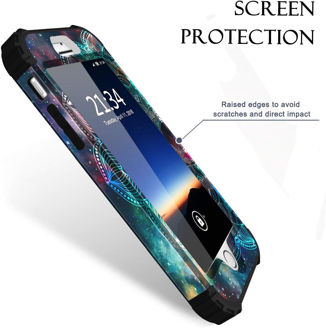 Hocase for iPhone 6s Case/iPhone 6 Case, Shockproof Heavy Duty Soft Silicone Rubber Bumper+Hard Plastic Hybrid Protective Case for iPhone 6s/iPhone 6 (4.7-inch Display) - Mandala in Galaxy