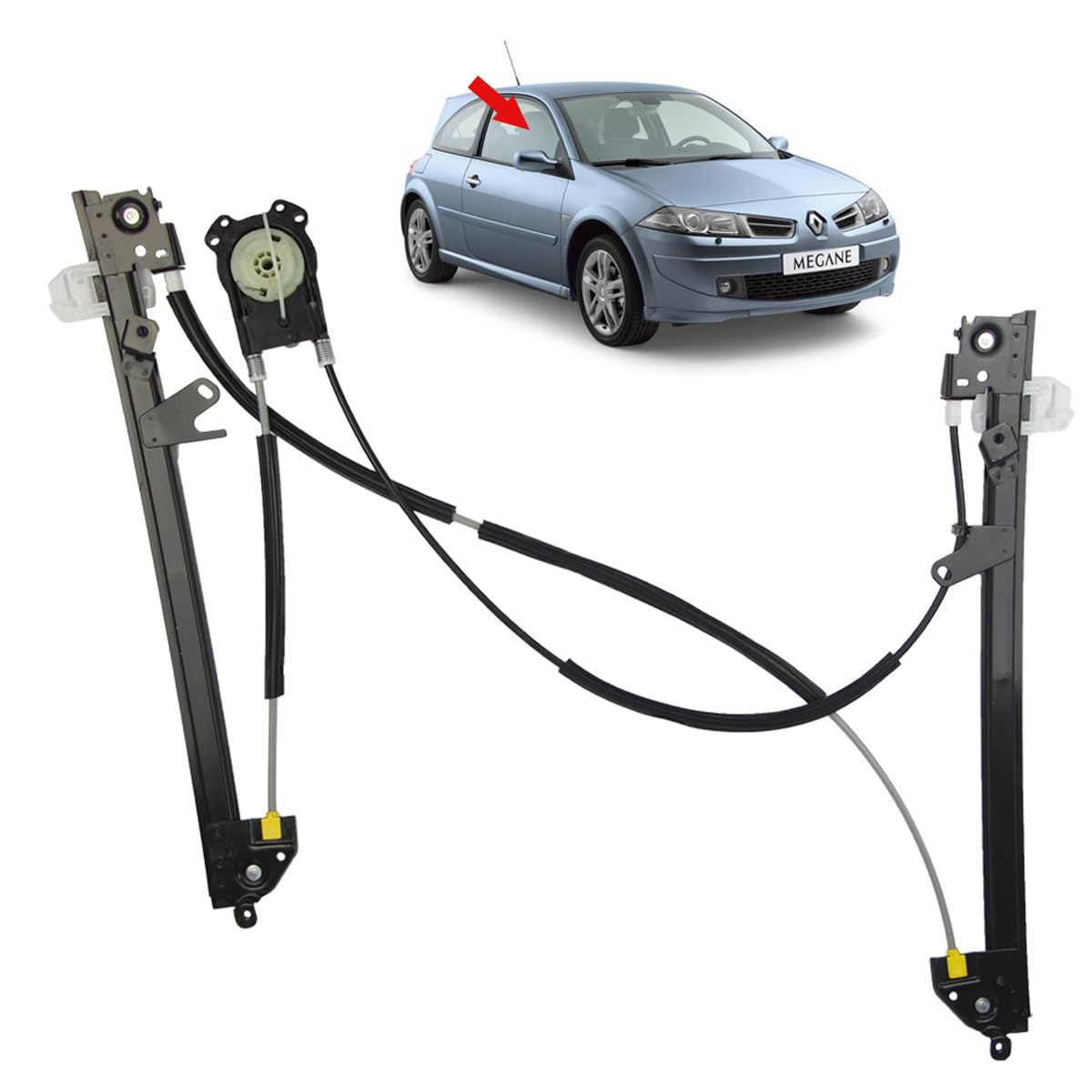 STARKIT PERFORMANCE Elevalunas compatible para Megane 2 (2002-2009) DELANTERO DERECHO (pasajero) (3 puertas) 8200325137, 8201010927