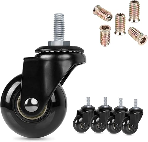 Hirate Ruedas para silla de oficina de 2 pulgadas con vástago roscado de 516 pulgadas - 18UNC, ruedas suaves de repuesto seguras para suelos de