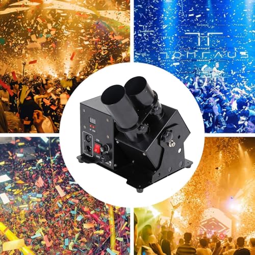 Máquina de cañón de confeti Máquina eléctrica de lanzamiento de confeti - Cañón profesional de 2 cabezales con DMX512 y control remoto para eventos, fiestas, clubes, conciertos