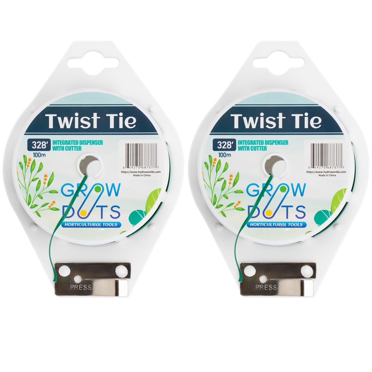 GROWDOTS 656ft (200m) Twist Ties for Plants with Cutter Wire Tie Cable for Gardening Office Home Fixed Plant Rope Plant Ties Multi-Function Cable Green