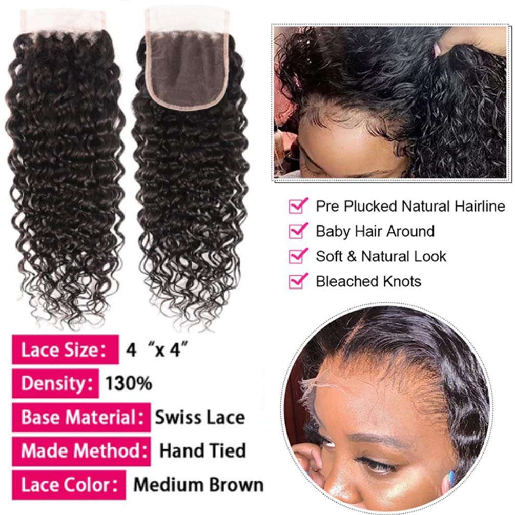 Amazon.com : Deep Wave Human hair Bundles With Closure (16  display picture 1