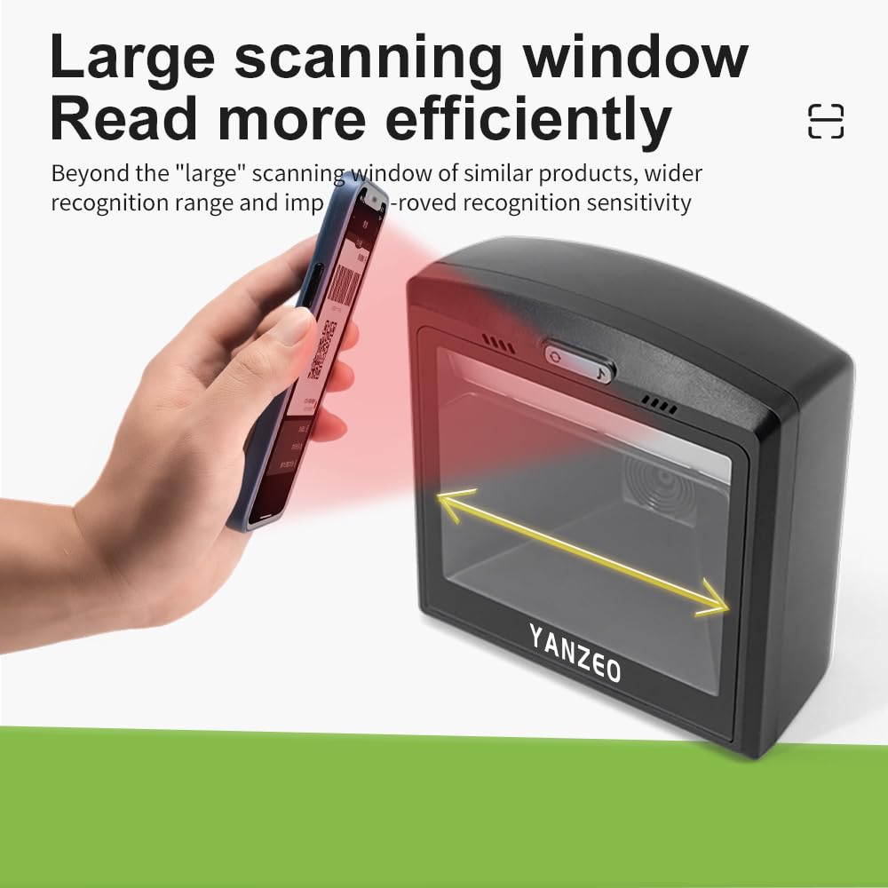 Yanzeo Escáner de código de barras de escritorio automático de alta velocidad omnidireccional manos libres 1D/2D QR escáner de plataforma