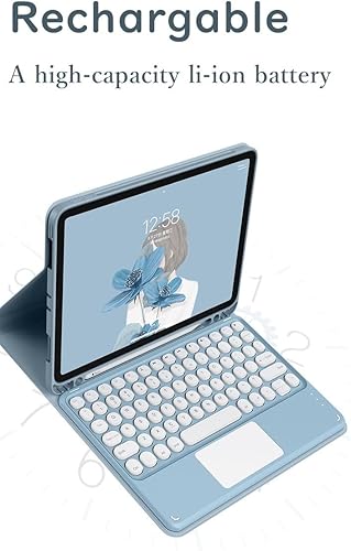 Miniatura 4 de HENGHUI Funda de teclado para iPad Mini 7 (A17 Pro 2024)iPad Mini 6 generación Touchpad teclado desmontable Color clave redonda Slim Smart Cover