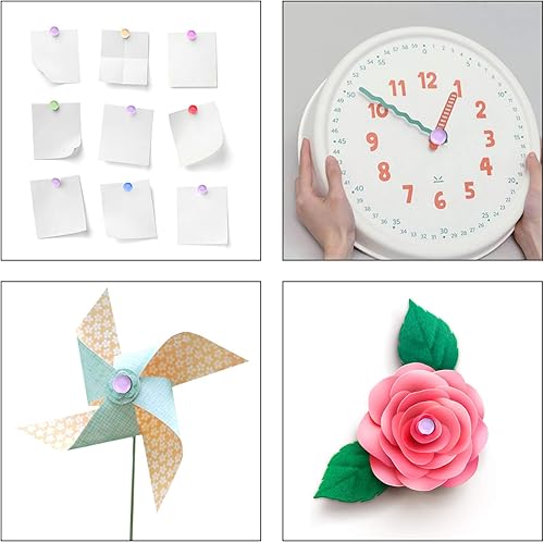 Miniatura 4 de moinkerin 200 piezas de mini sujetadores de metal con broches divididos, pasteles, 0.3 x 0.47 pulgadas, broches redondos multicolor para