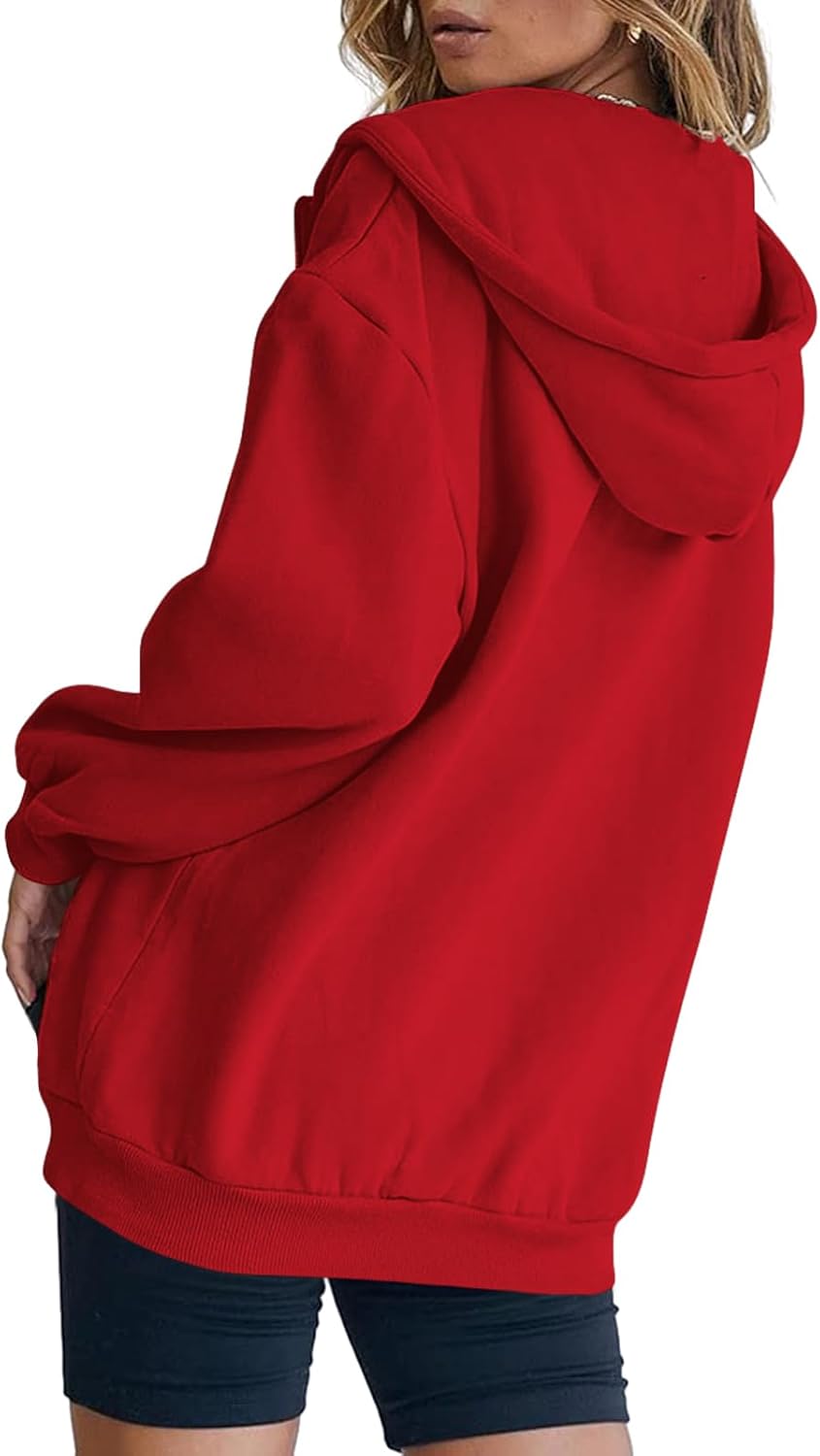 Bobeutou Womens Zip Up Y2K Hoodies Long Sleeve Fall Oversized Casual Drawstring Drop Shoulder Sweatshirts Jacket with Pocket - Image 5