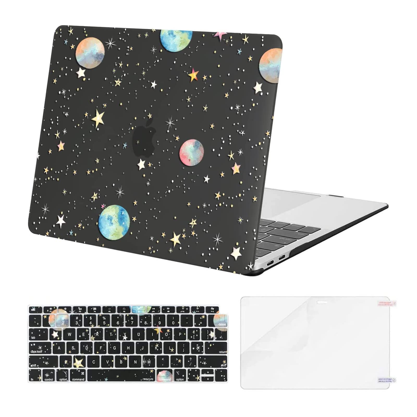 MOSISO Compatible with MacBook Air 13 inch Case 2022 2021 2020 2019 2018 Release A2337 M1 A2179 A1932 Retina Display Touch ID,Plastic Planets Stars Hard Case&Keyboard Skin&Screen Protector, Black