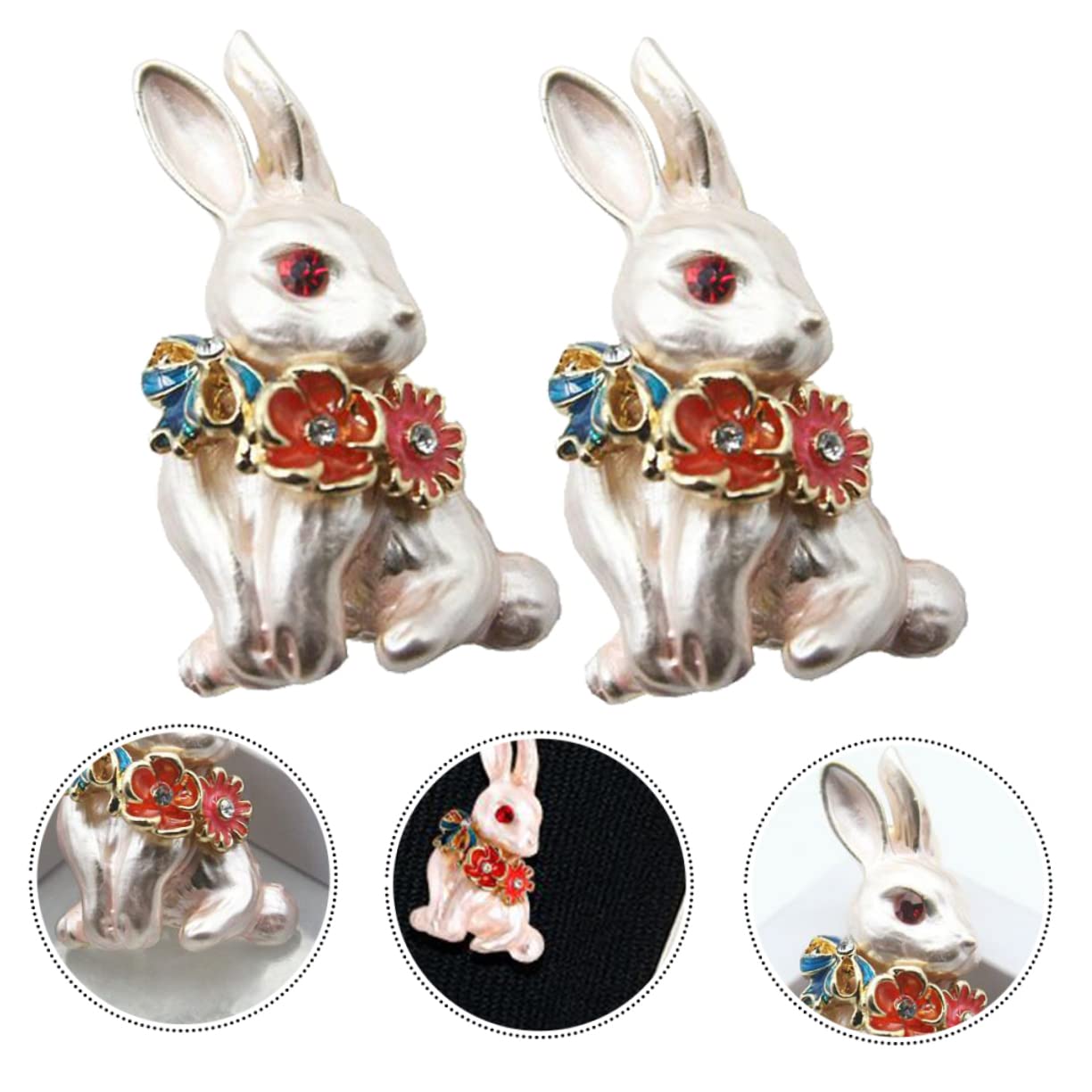 Broches Accesorios Conejo Diamantes de imitación Conejos Jaula Vertido Pechera Alfiler de Pecho Cerdo masticable Unicornio Insignia de Pascua Conejo Corsage Rata Metal