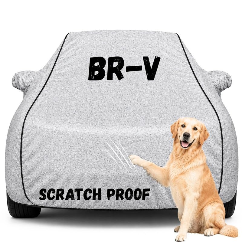 Image of Pure Fabric Silver 100% Waterproof BR-V Car Cover | Polyester Car Body Cover for Rain & Sun | UV Protection, Dustproof, Scratch Resistant, Windproof, Heat Resistant, Custom Fit