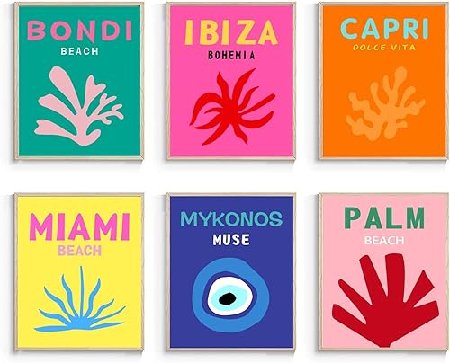 Miniatura 1 de Preppy Room Decor - Lienzo decorativo para pared, juego de 6 decoraciones preppy Stuff Preppy Stuff Preppy Things (sin marco) de 8 x 10 pulgadas