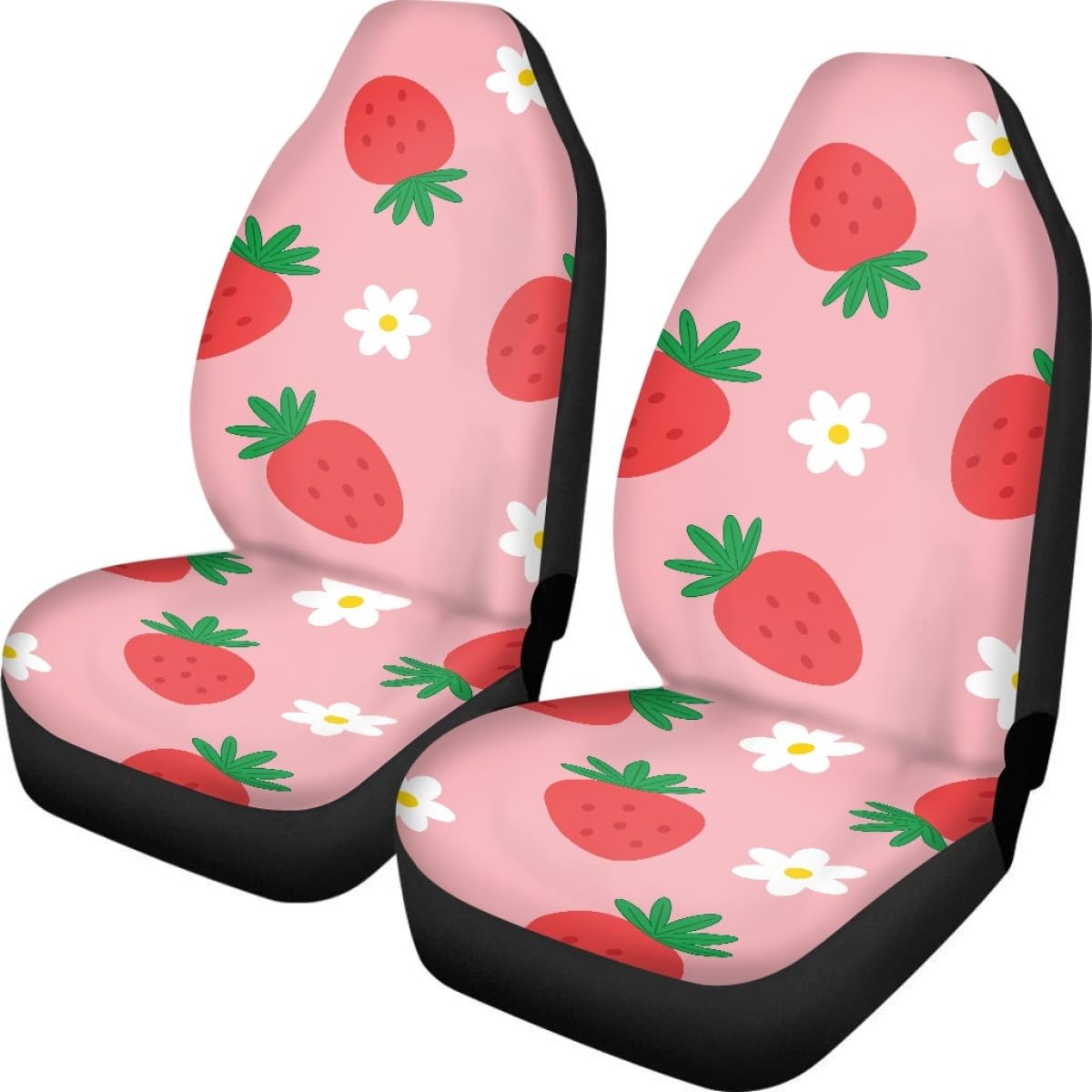 Pehede Car Seat Cover Cute Strawberry Front for Cars, Easy to Install Cover Set, Accessories Auto Trucks Van SUV,2 Packs