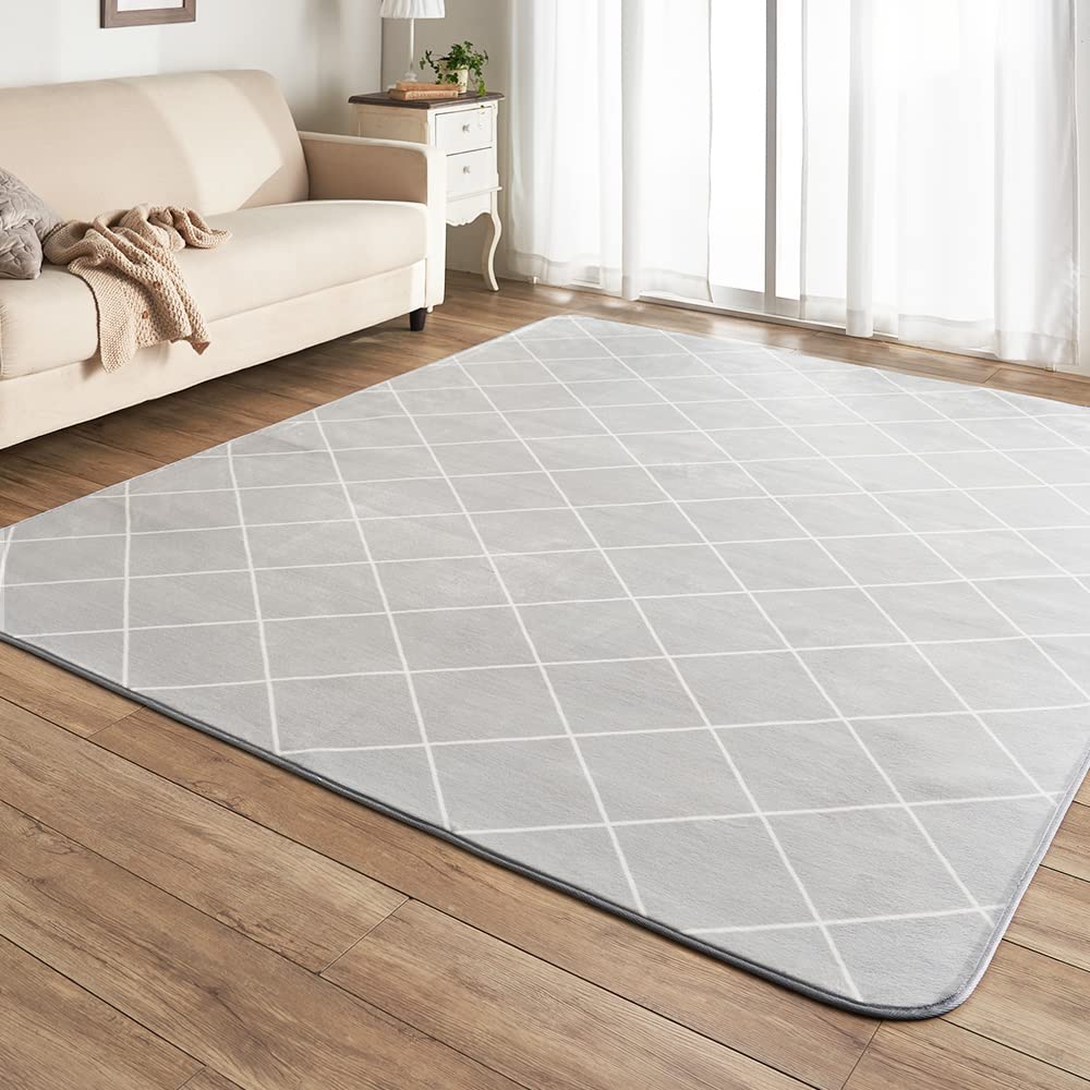 ラグ カーペット 厚手 洗える 185×185 防ダニ 滑り止め付（グレージュ） Amazon｜アイリスプラザ フランネルラグ ダイヤグレー 185×185㎝ 滑り
