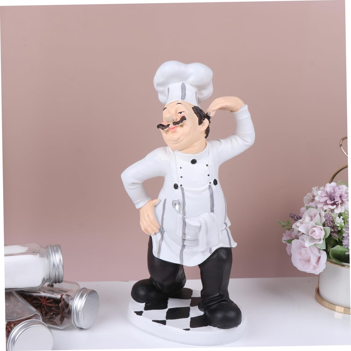 Zerodeko Ornamento dello Chef in Resina a Forma di Statuetta Europea, Decorazione Stabile per Cucina, Casa, Ristorante e Pasticceria, Figurina Divertente da Collezione per Tavolo