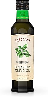 Garden Basil Extra Virgin Olive Oil - EVOO Infused with the Oil of Fresh Basil - Olive Oil for Marinade, Grilling, Roasting - Non-GMO Verified, Whole30 Approved, Kosher, 250mL (Pack of 6)